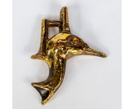 Octave LANDUYT (1922-2024), jewel in ceramic with gold oxide, signed monogram versoOctave LANDUYT (1922-2024), juweel in kera