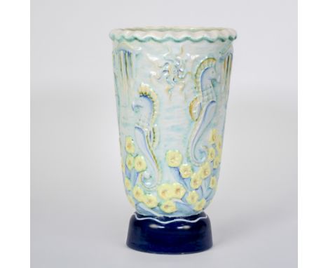 Ernest D'HOSSCHE (1912-1976), ceramic vase Boch Freres Ceramic with decoration of seahorses, D3053, signedErnest D'HOSSCHE (1