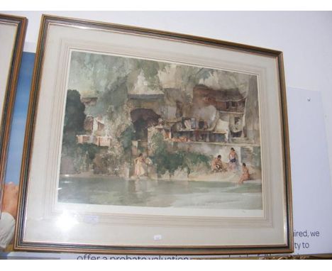 WILLIAM RUSSELL FLINT - Limited Edition coloured print of semi-nude ladies bathing - with Artist's proof stamp - No.671 of 85