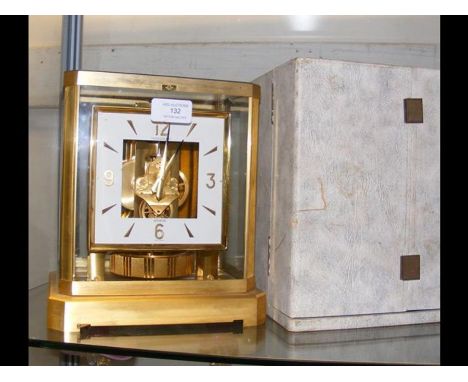 A Jaeger LeCoultre Atmos clock with original box - 23.5cms highCONDITION REPORTIn our judgement, condition of lot is good.Not