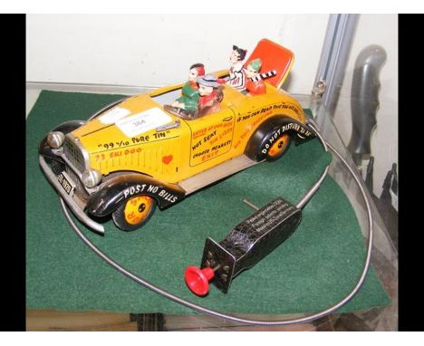 A German tin plate car - 25cms longCONDITION REPORTthe car mechanism seems to function however the winder does not appear to 