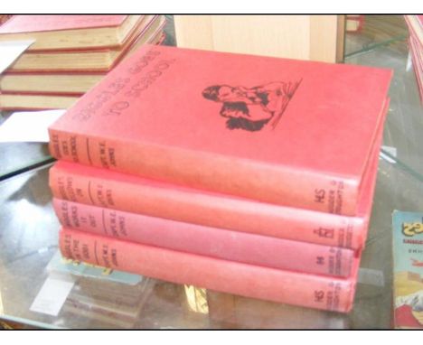 Four First Edition 'Biggles' books by Captain W E Johns - 'Biggles Goes To School', 'Biggles Follows On', 'Biggles Worked It 