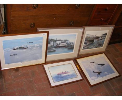 A Limited Edition signed print by RAY FIGG of Coastguard boat, a pair of signed Limited Edition IVAN BERRYMAN prints and a pa