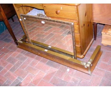 A brass and copper fire surround, together with a gilt framed bevelled wall mirror 