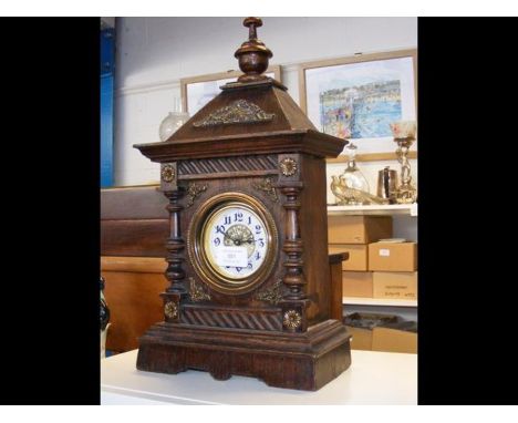 A German oak mantel clock 