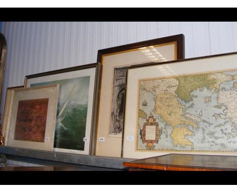 Framed and glazed pictures, including a signed Limited Edition print by JOE BEETHAM entitled 'Wild Rival' sailed by Geoff Hal