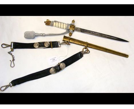 A WWII Nazi German Kriegsmarine dress dagger complete with later tassel and belt strap by Horster, SolingenCONDITION REPORTIn