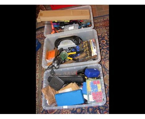 Three boxes of assorted tools