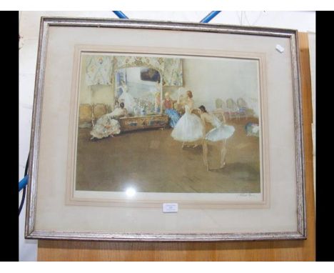 WILLIAM RUSSELL FLINT - coloured print of ballerinas - with Artist's proof stamp and signed in pencil by the Artist to the mo