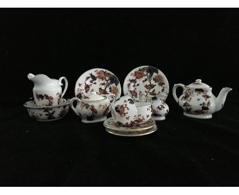 Coalport- Hong Kong pattern - Eleven items of miniature china wares, comprising: teapot and cover, milk jug, sugar bowl and c