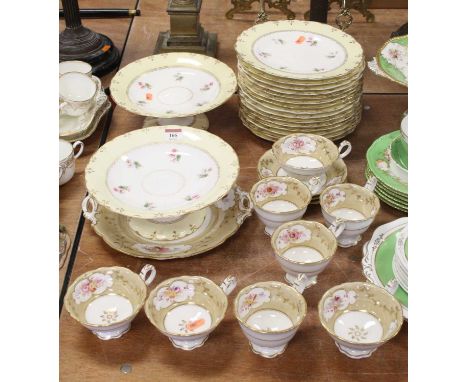 A Victorian Copeland part dessert service, on a cream ground with floral decoration heightened in gilt, having printed mark v
