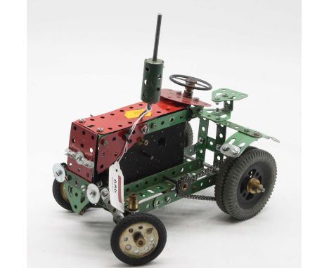 A Meccano model of a tractor