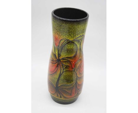 A large Poole pottery Agean pattern vase of waisted cylindrical form having impressed mark verso, height 32cm