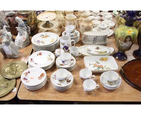 A collection of Royal Worcester oven &amp; table wares, in the Evesham patternConsiderable wear to gilding.Wear to decoration