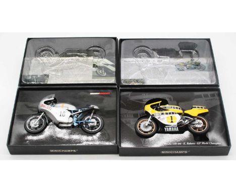 Two Minichamps Classic Bike Series 1:12 scale models, being Yamaha YZR500 and Ducati 750 Imola 1972, boxed With damage. 