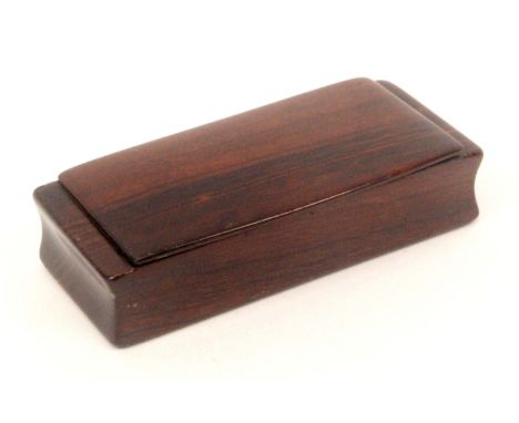 A Scottish rosewood snuff box, wooden hinge, rectangular inward curving sides, foil 20%, stamped 'C. Stiven and Son, Boxmaker
