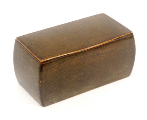 A large Scottish snuff box, wooden hinge, of rectangular form with bombe sides, patterned paper, foil to lid only, stamped 'C