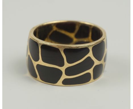 Safari-Ring im Giraffen-Design, 585er Gold/Onyx Gew.4,5g, Ringbreite 1,25cm, U.65