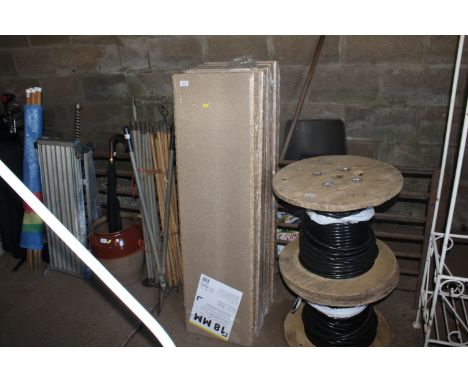 A quantity of 18mm chip board loft panelling 