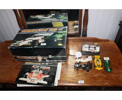 A box set Scalextric 100, unknown if complete, together with a collection of various die cast model cars, sold as seen