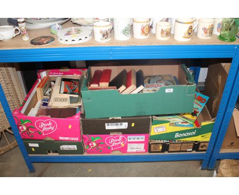 Seven boxes containing various cassettes, books, Ordnance Survey maps etc.