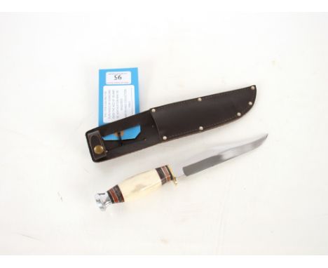 A quality sheath knife by John Nowill &amp; Sons Ltd. Sheffield, England with leather sheath. This item can only be purchased