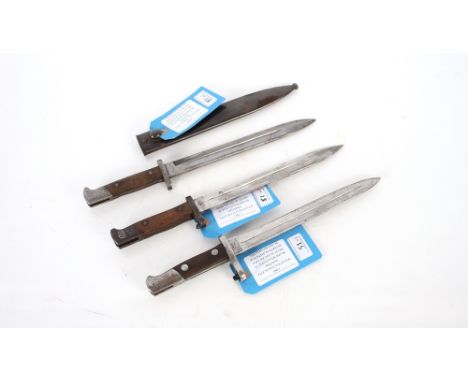 An AF lot of three various bayonets. This item can only be purchased by someone over the age of 18 and ID verification may be