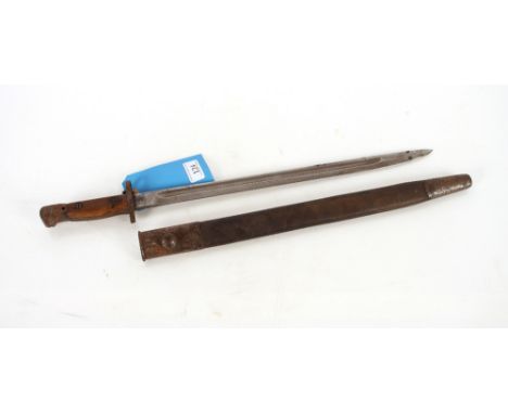 A British model 1907 bayonet by Sanderson with scabbard, issue date on blade 6/17. This item can only be purchased by someone