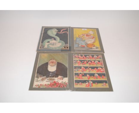 Four WWI era German propaganda prints