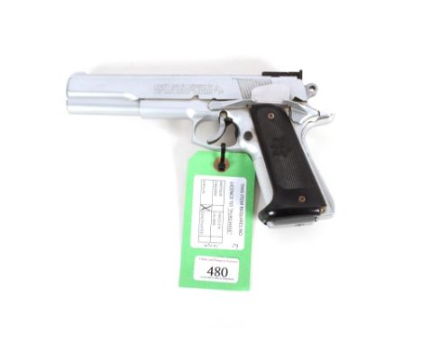 A Colt style (look-a-like) Co2 air pistol AF. A Gat chromed example with a Diana Model 2 air pistol. As a post 1939 air weapo