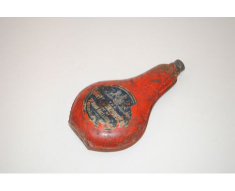 A flask shaped black powder tin by John Hall &amp; Son, worn condition but a rare survivor