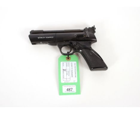 A Webley Tempest .22 Cal. air pistol in very good condition. As a post 1939 air weapon the restrictions of the crime Reductio