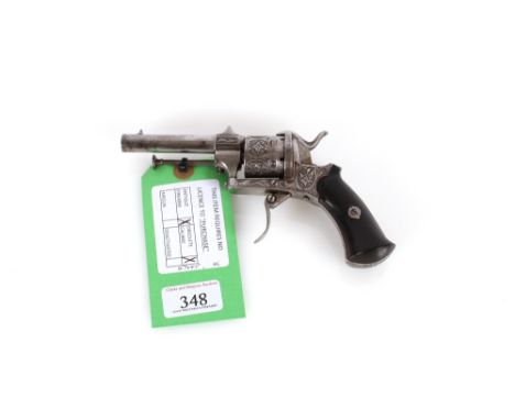 A very good six shot pin fire revolver in 7mm Cal. with single and double action working