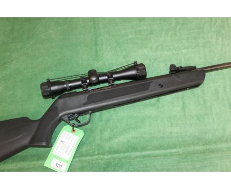 A S.M.K. Victory LB600 .22 Cal. break barrel air rifle with 4x32 scope. As a post 1939 air weapon the restrictions of the cri