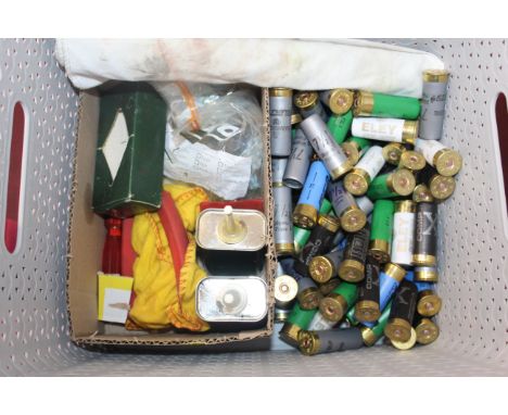 Approx. 90 12 bore cartridges with various cleaning goods etc. This item can only be purchased by someone with a current vali