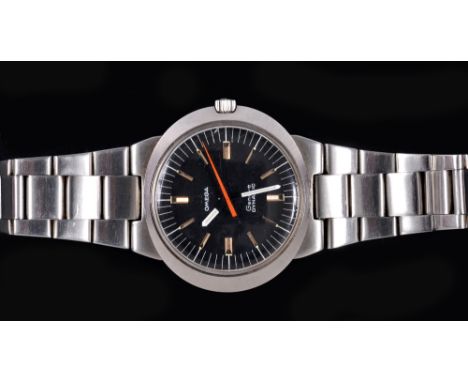 A Gentleman's Omega Geneve 'Dynamic' Wristwatch, the black dial with hourly applied baton markers, minute track and sweep sec