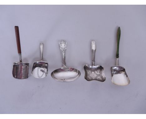 A Group of five various Georgian Caddy Spoons, all with Birmingham hallmarks