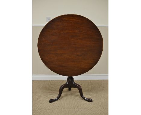 A Georgian mahogany Pillar Table with circular top on vase turned column and tripod base, 2ft 10in D