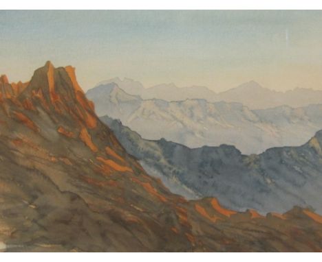 ‡H.R.H. PRINCE CHARLES (b.1948)'Overlooking Wadi Arkam, Asir Province'colour lithograph,pencil signed 'Charles' and dated '20