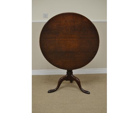 A Georgian oak Pillar Table with circular top on baluster column and tripod base, 2ft 9in D