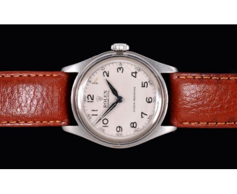A Gentleman's 1950's Rolex Oyster Royal manual wind Wristwatch, the white dial with black arabic numerals and minute track ma