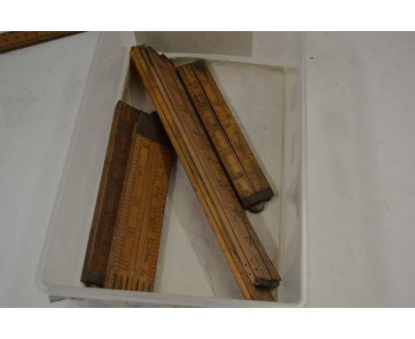 Mixed Lot: Folding wooden ruler, vintage thermometer, spirit level etc
