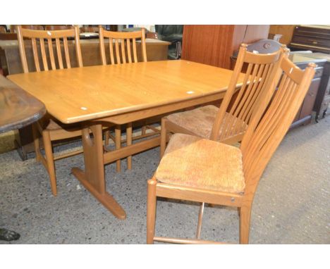 Modern Ercol dining table together with four chairs (5)