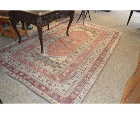 20th Century Middle Eastern wool floor rug decorated with large central panel, 203cm wide, 310cm long