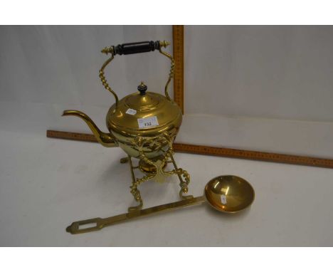 Brass spirit kettle and a brass ladle