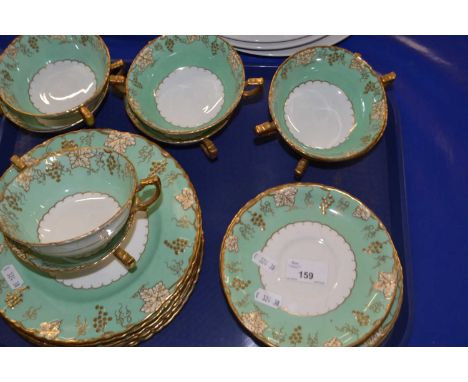 Quantity of Royal Crown Derby vine pattern soup bowls with saucers and side plates