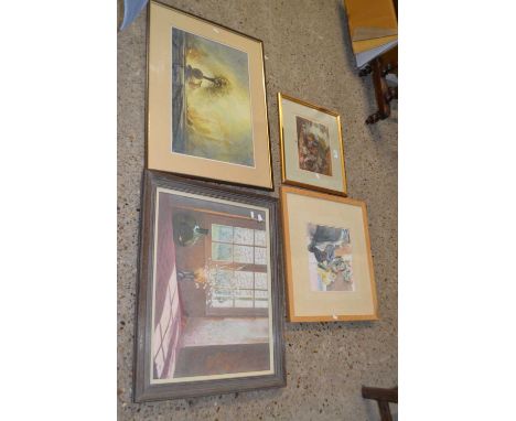 Mixed Lot: Joan Dixon watercolour, flower arranging, together with a further study interior scene with window, further study 