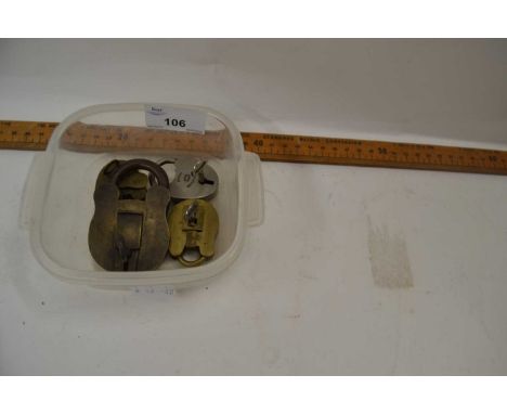 Box of vintage padlocks and keys