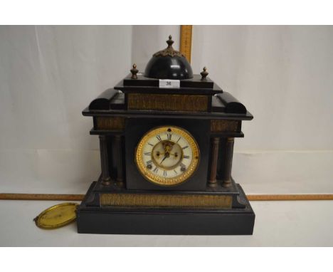 Victorian black slate cased mantel clock