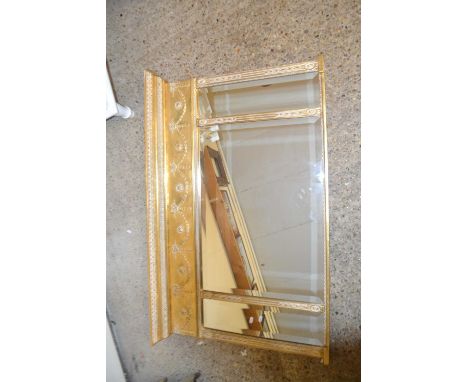 Modern triple panel over mantel mirror in gilt effect frame, 132cm wide